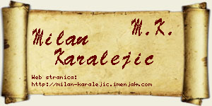 Milan Karalejić vizit kartica